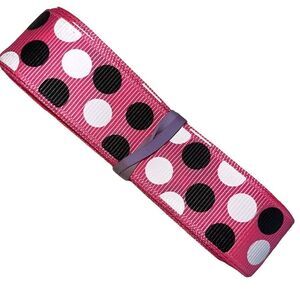 Grosgrain Ribbon 7/8” 5 yards NEW Minnie Mouse black white hot pink polka dots